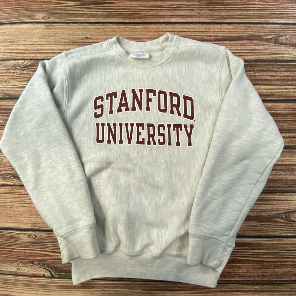 Stanford University Champion Reverse Weave Sweatshirt Gray 90s Youth M 7-8